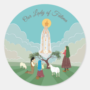 Our Lady of Fatima and the three shepherds Classic Round Sticker