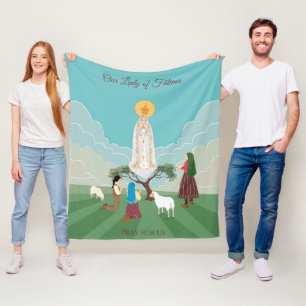 Our Lady of Fatima and the three shepherds Fleece Blanket