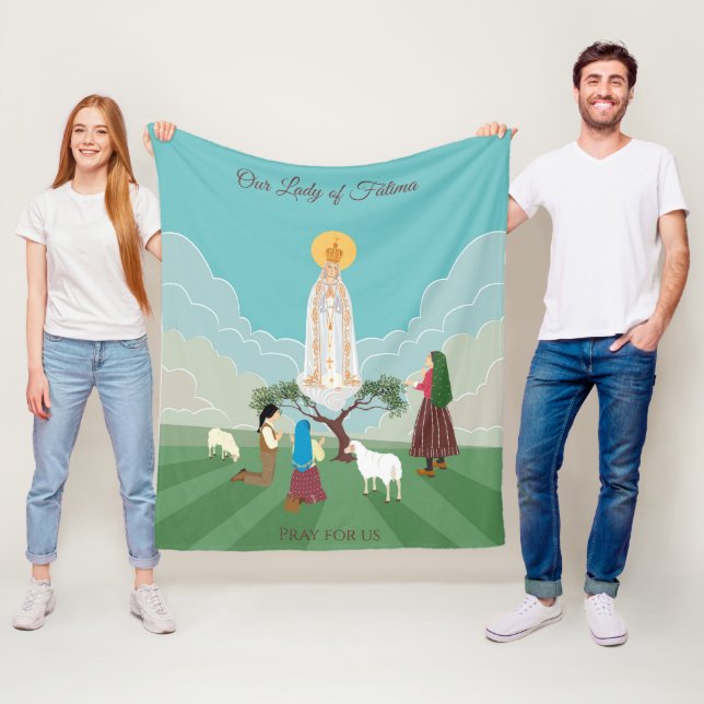 Our Lady of Fatima and the three shepherds Fleece Blanket (In Situ)