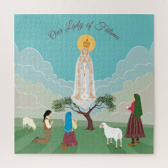 Our Lady of Fatima and the three shepherds Jigsaw Puzzle (Vertical)