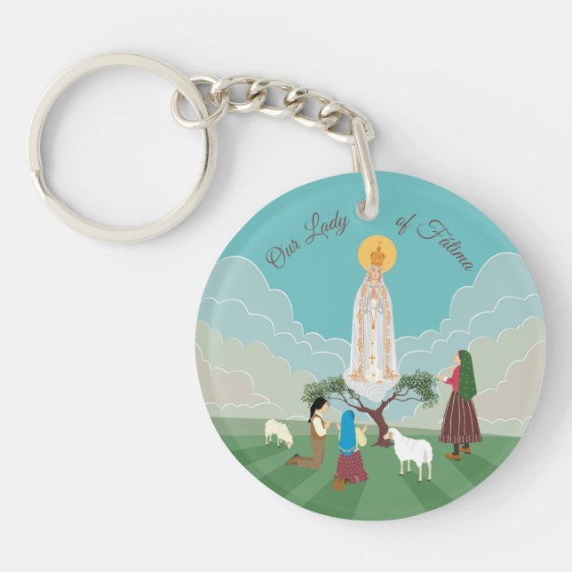 Our Lady of Fatima and the three shepherds Key Ring (Front)