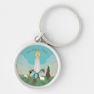 Our Lady of Fatima and the three shepherds Key Ring