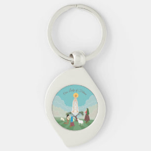 Our Lady of Fatima and the three shepherds Key Ring