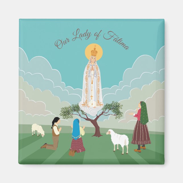 Our Lady of Fatima and the three shepherds Magnet (Front)