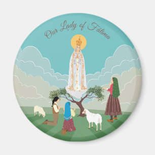 Our Lady of Fatima and the three shepherds Magnet
