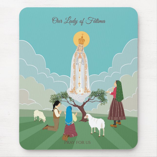 Our Lady of Fatima and the three shepherds Mouse Mat (Front)