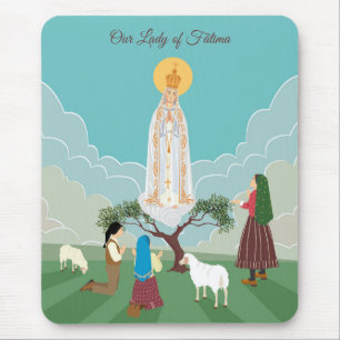 Our Lady of Fatima and the three shepherds Mouse Mat
