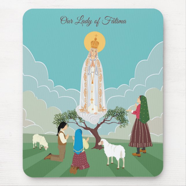 Our Lady of Fatima and the three shepherds Mouse Mat (Front)