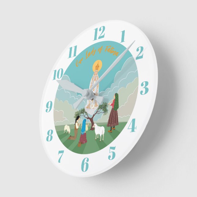 Our Lady of Fatima and the three shepherds  Round Clock (Angle)
