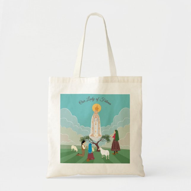Our Lady of Fatima and the three shepherds  Tote Bag (Front)