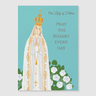 Our Lady of Fatima and white roses card