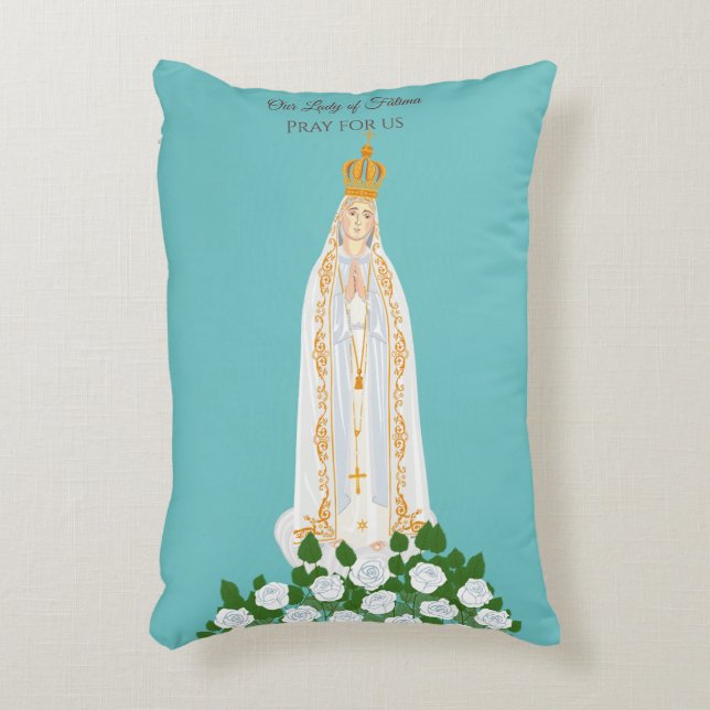 Our Lady of Fatima and white roses Decorative Cushion (Front(Vertical))