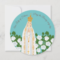 Our Lady of Fatima and white roses greeting card