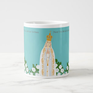Our Lady of Fatima and white roses Large Coffee Mug