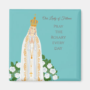 Our Lady of Fatima and white roses Magnet