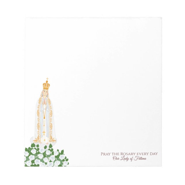 Our Lady of Fatima and white roses Notepad (Front)