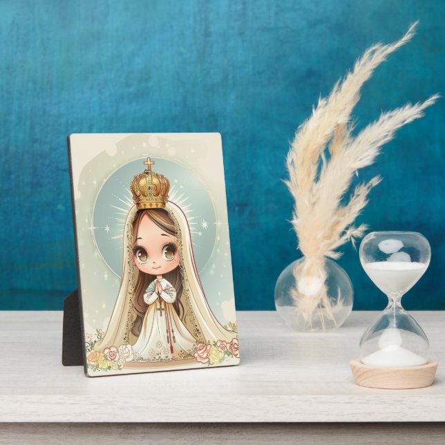 Our Lady of Fatima ,cute kawaii style ,catholic Plaque (Side)