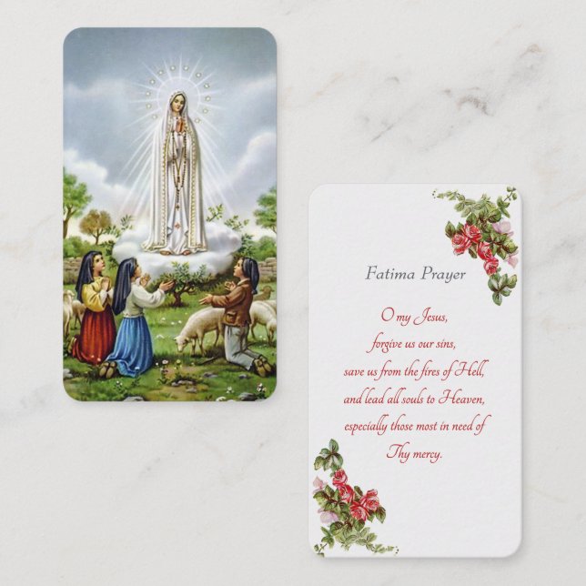 Our Lady of Fatima - "Fatima Prayer" Card (Front/Back)