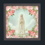 Our Lady of Fatima Holy Rosary Pink Roses Gift Box<br><div class="desc">This is a beautiful traditional vintage image of Our Lady of Fatima,  Our Lady of the Rosary with pink roses.</div>