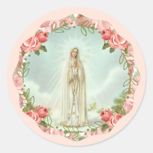 Our Lady of Fatima Pink Roses Classic Round Sticker