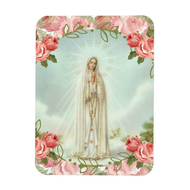 Our Lady of Fatima Pink Roses Magnet (Vertical)