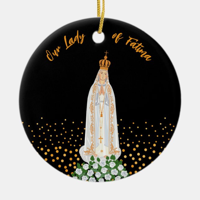 Our Lady of Fatima Procession of Candles Ceramic Tree Decoration (Front)
