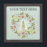 Our Lady of Fatima Rose Spring Floral Wreath Gift Box<br><div class="desc">Our Lady of Fatima encircled by a pink & yellow rose wreath adorns this lovely keepsake box.  Perfect for many occasions!</div>