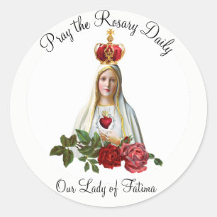 Our Lady of Fatima Roses Rosary Crown Classic Round Sticker