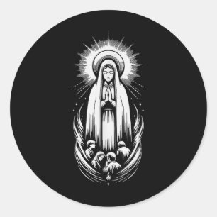 Our Lady Of Fatima Saint Mary Powerful Symbol Moth Classic Round Sticker