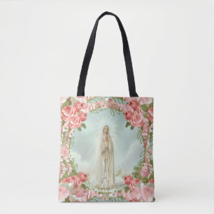Our Lady of Fatima w/Pink Roses Tote Bag