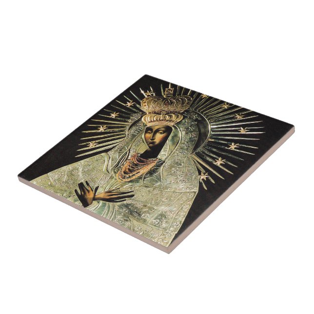 Our Lady of Gate of Dawn Lithuania Black Madonna Tile (Side)