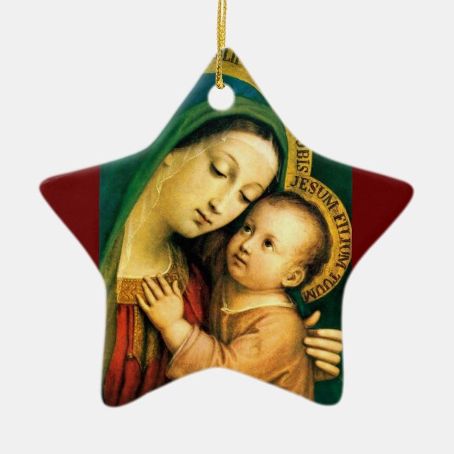 our lady of good counsel ceramic tree decoration (Front)