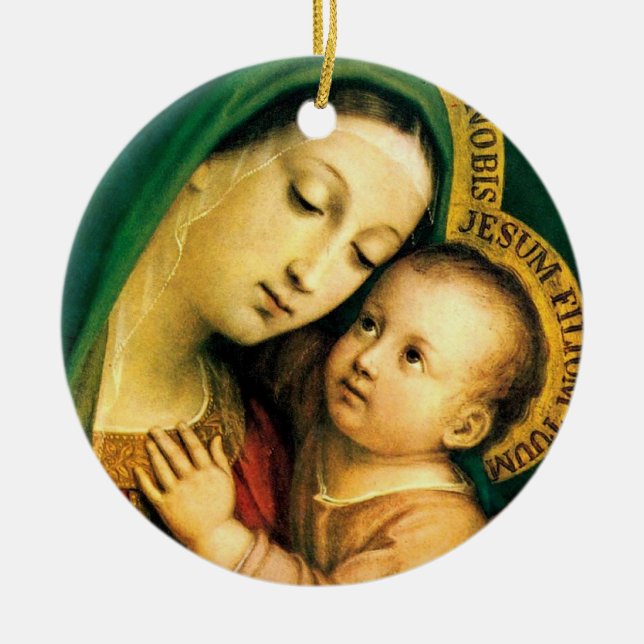 our lady of good counsel ceramic tree decoration (Front)