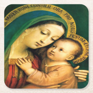 Our Lady of Good Counsel Square Paper Coaster