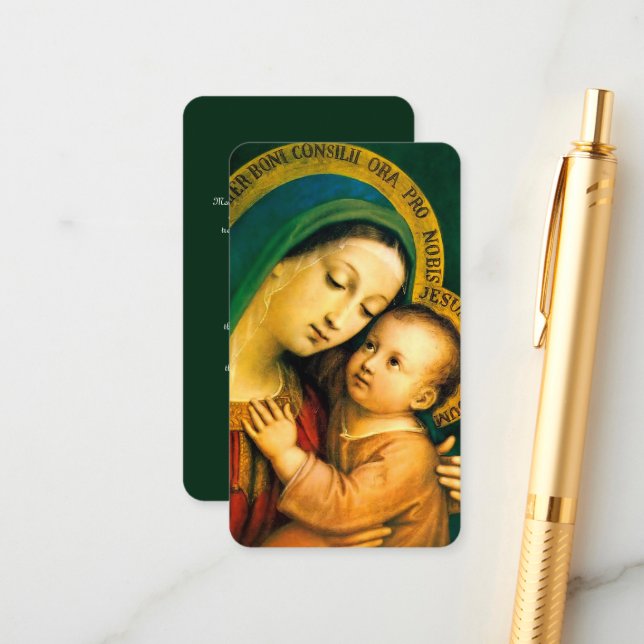 Our Lady of Good Counsel with Prayer Enclosure Card (Front/Back In Situ)