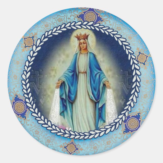 Our Lady of Grace Blessed Virgin Mary Classic Round Sticker (Front)