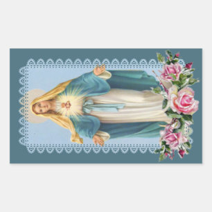 Our Lady of Grace Pink Roses Rectangular Sticker