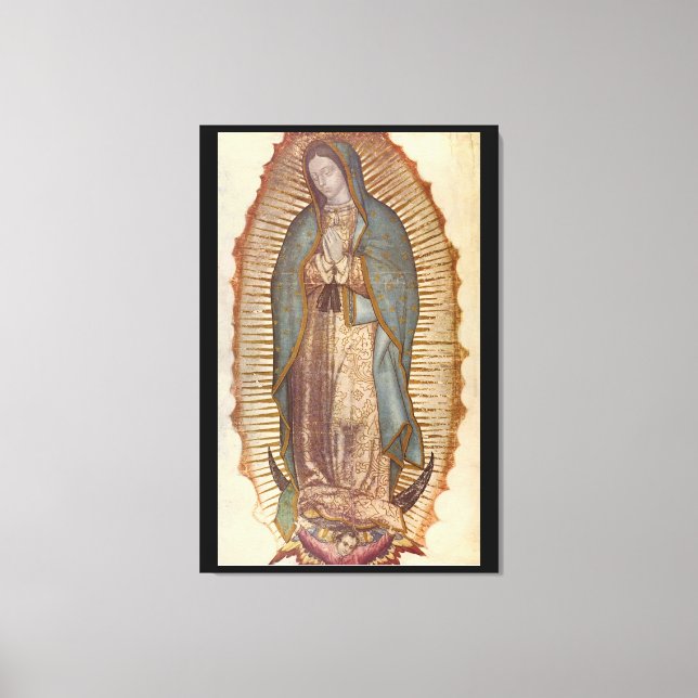 OUR LADY OF GUADALUPE 30x45 NATURAL ON BLACK Canvas Print (Front)