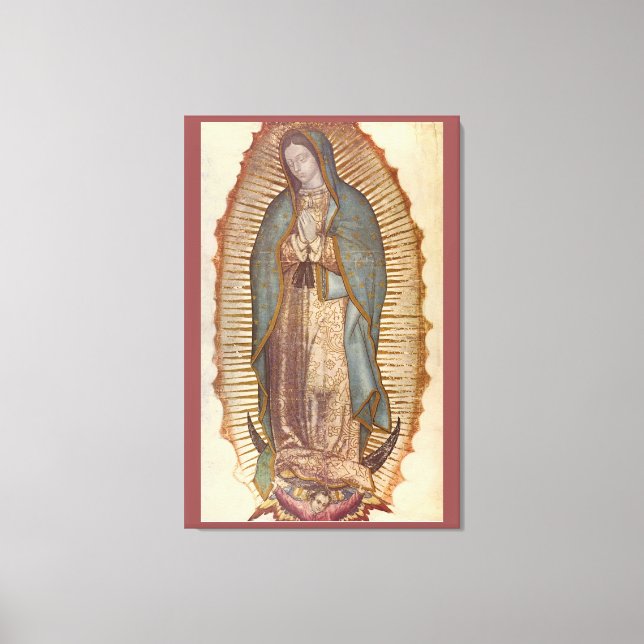 OUR LADY OF GUADALUPE 30x45 NATURAL ON BROWN Canvas Print (Front)