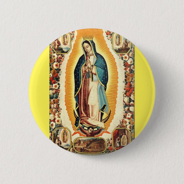 Our Lady of Guadalupe 6 Cm Round Badge (Front)