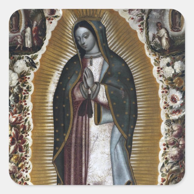 Our Lady of Guadalupe Antique Painting Square Sticker (Front)
