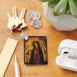 Our Lady of Guadalupe by Pedro Antonio Fresquis Key Ring