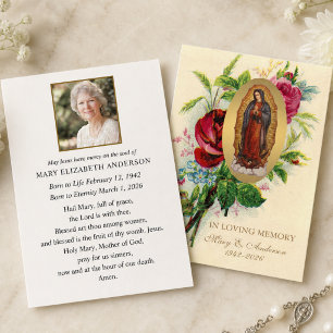 Our Lady of Guadalupe Catholic Funeral Memorial Enclosure Card