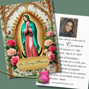 Our Lady of Guadalupe Catholic Funeral Memorial Place Card