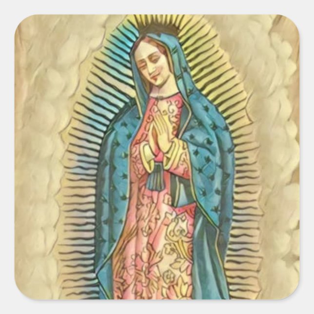 Our Lady of Guadalupe Catholic Hispanic Religious Square Sticker (Front)