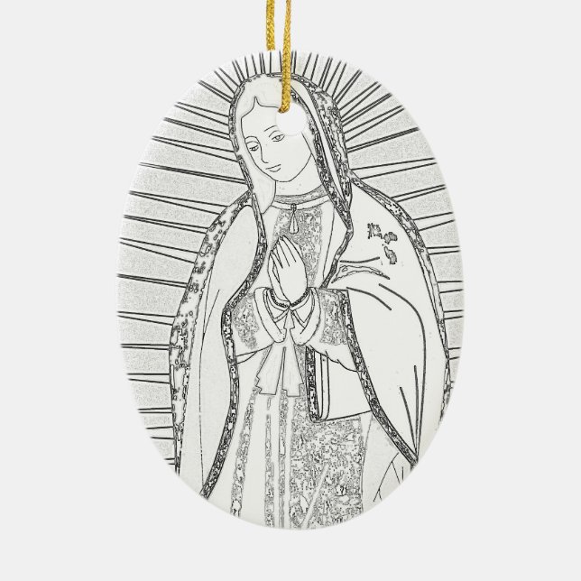 our lady of guadalupe ceramic tree decoration (Back)
