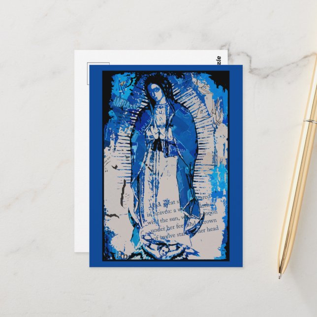 Our Lady of Guadalupe Collage Postcard (Front/Back In Situ)