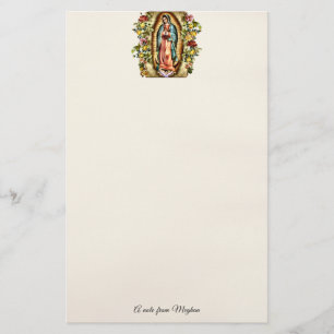 Our Lady of Guadalupe Colourful Roses Personalised Stationery