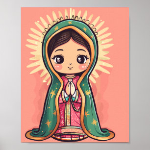 our lady of guadalupe cute kawaii style poster