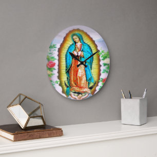 Our Lady of Guadalupe Floral Large Clock